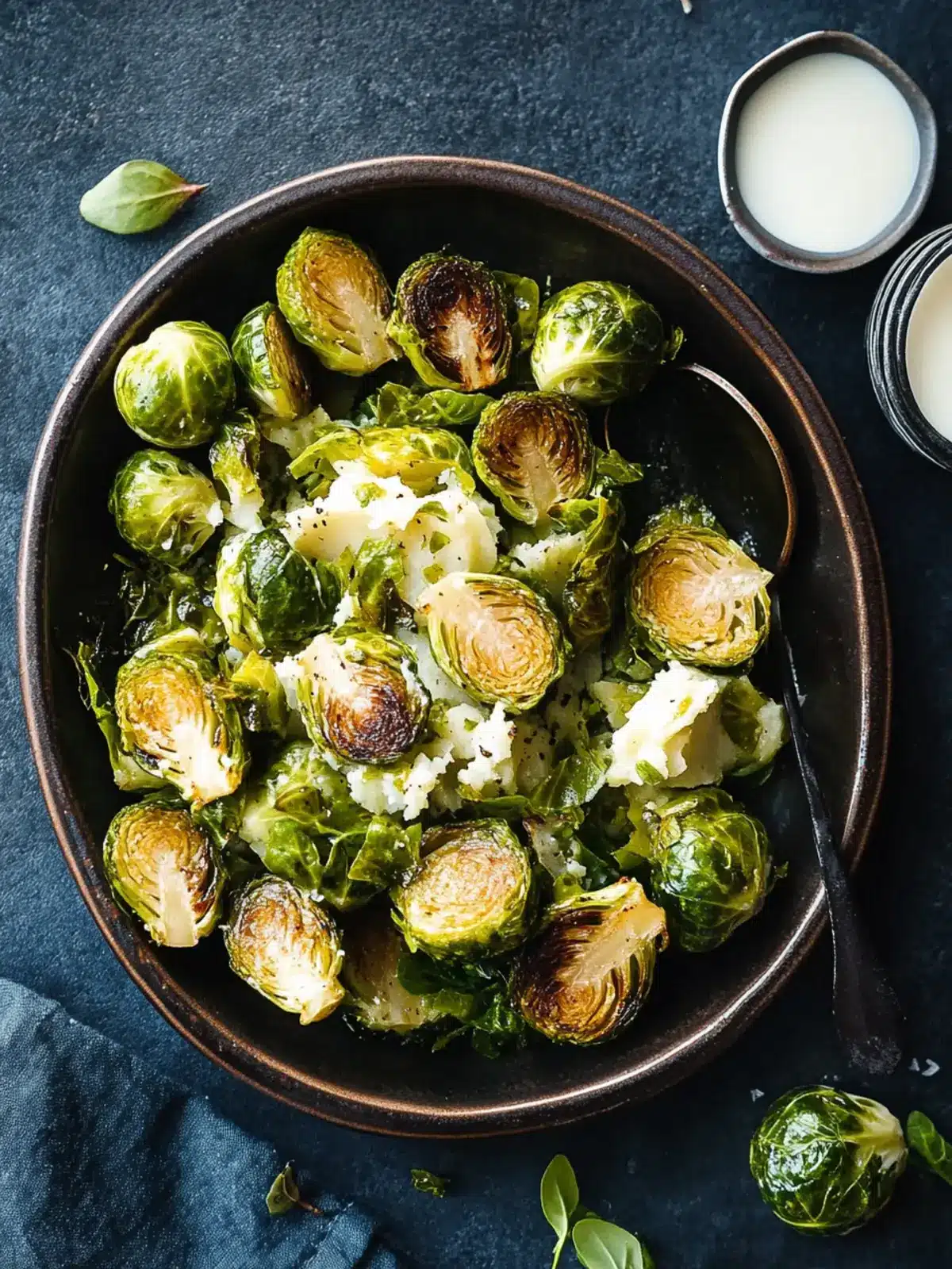 Crispy Smashed Brussels Sprouts with Savory Garlic Dip 4 Smashed Brussels Sprouts