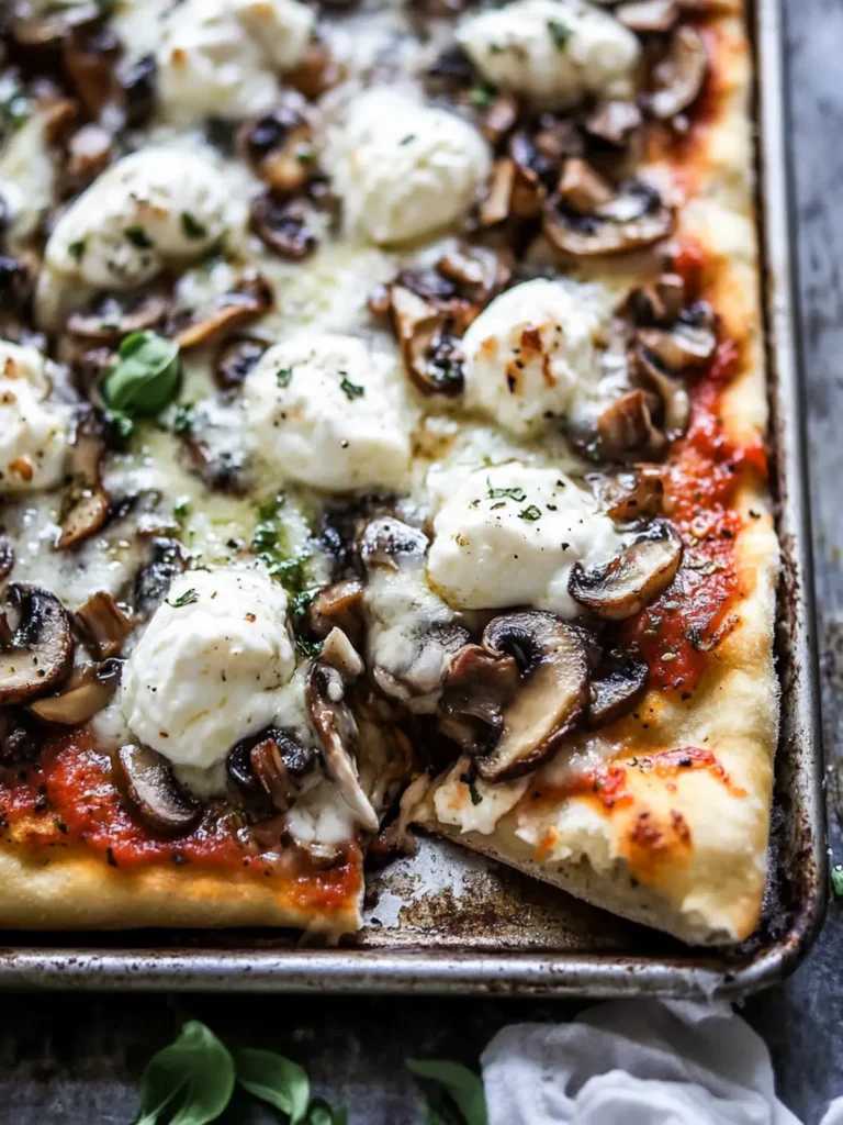 Sheet Pan Mushroom & Burrata Pizza