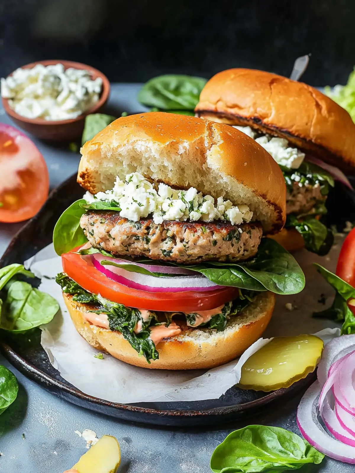Spinach Feta Turkey Burgers: Healthy Twist on a Classic Delight 2 Spinach Feta Turkey Burgers