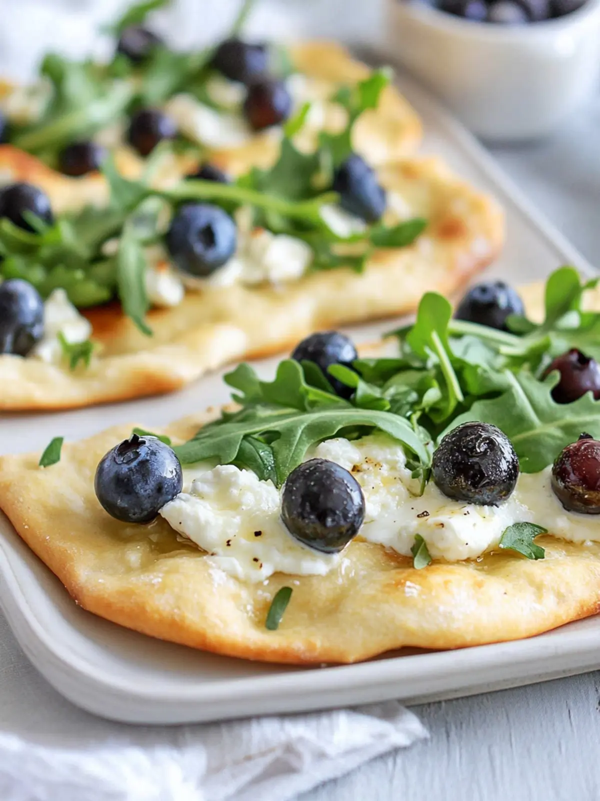 Easy Goat Cheese Flatbread with Arugula and Blueberries Bliss 2 Easy Goat Cheese Flatbread With Arugula and Blueberries