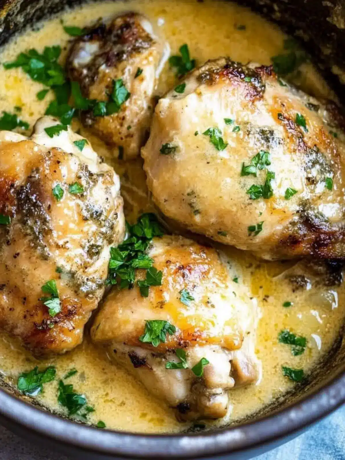 Creamy Garlic Parmesan Easy Crockpot Chicken Thighs Bliss 3 Easy Crockpot Chicken Thighs in Creamy Garlic Parmesan Sauce