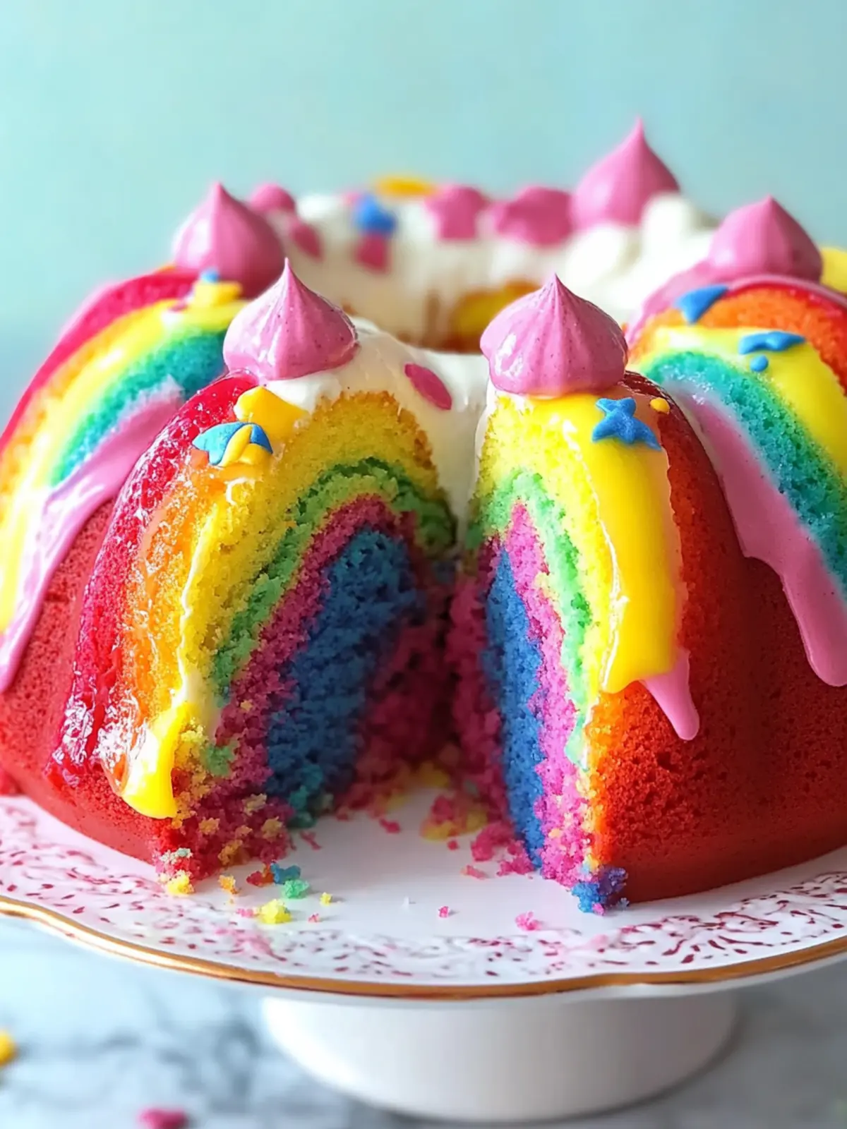 Color-Packed Rainbow Bundt Cake That Delights Everyone 4 Rainbow Bundt Cake