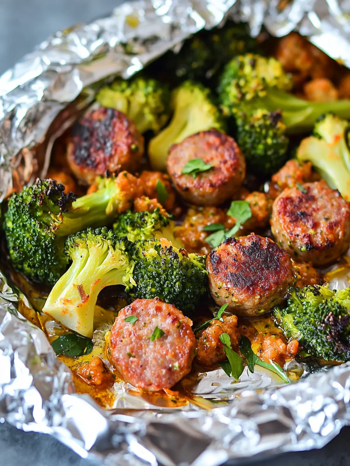 Sausage Broccoli Foil Packets: Quick Keto Dinner Delight 4 Sausage Broccoli Foil Packets
