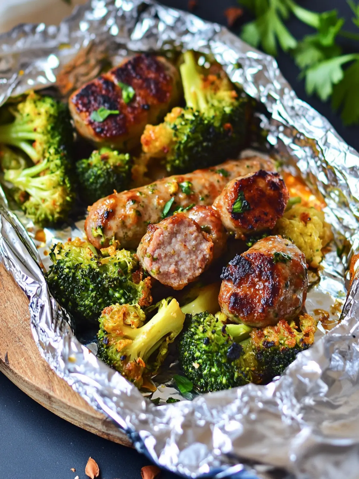 Sausage Broccoli Foil Packets: Quick Keto Dinner Delight 2 Sausage Broccoli Foil Packets