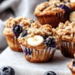 Soft Banana Blueberry Oatmeal Muffins with Crunchy Crumb Topping 6 Banana Blueberry Oatmeal Muffins with Crumb Topping