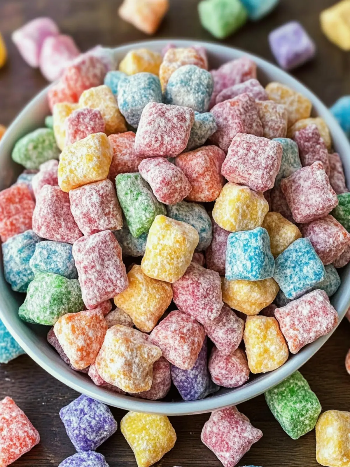 Colorful Rainbow Puppy Chow: A Fun Gluten-Free Treat 5 Rainbow Puppy Chow