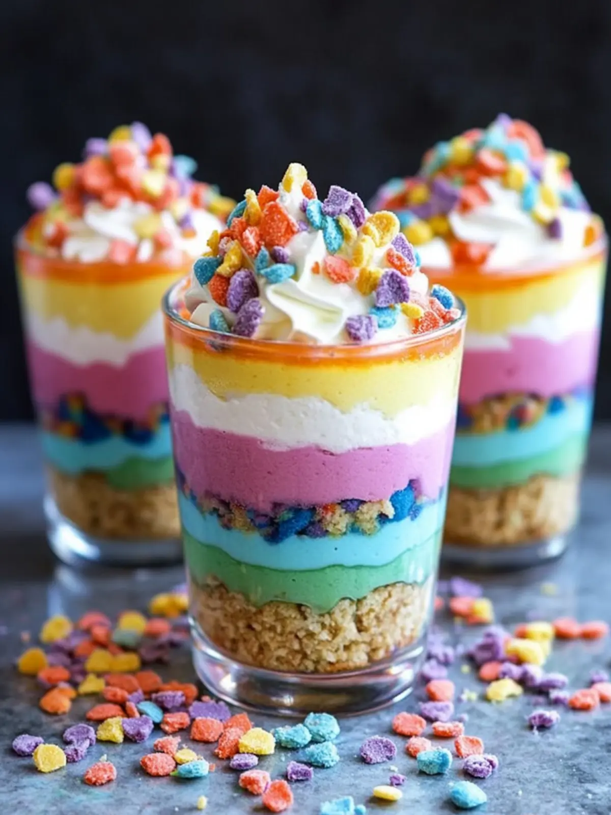 Colorful Rainbow No-Bake Cheesecake Parfaits to Wow Your Guests 3 Rainbow No-Bake Cheesecake Parfaits