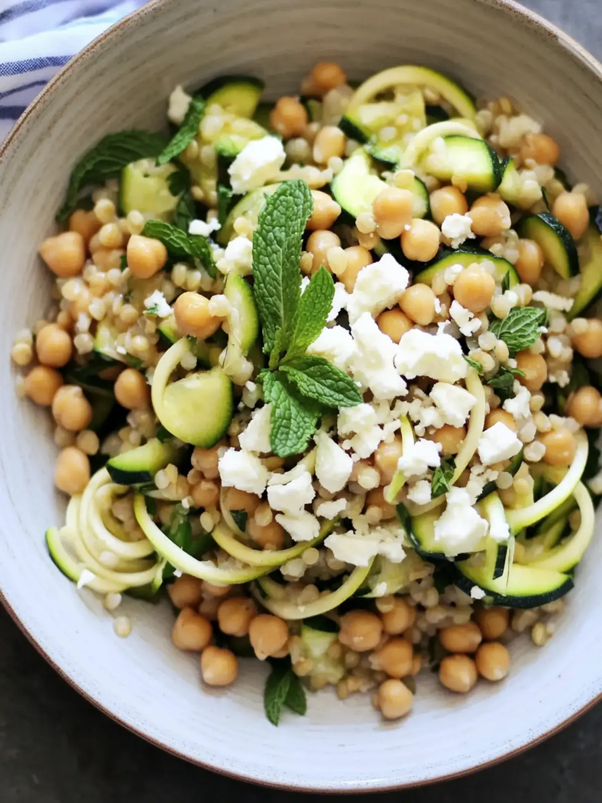 Chickpea, Barley and Zucchini Ribbon Salad with Mint and Feta Bliss 4 Chickpea, Barley and Zucchini Ribbon Salad with Mint and Feta
