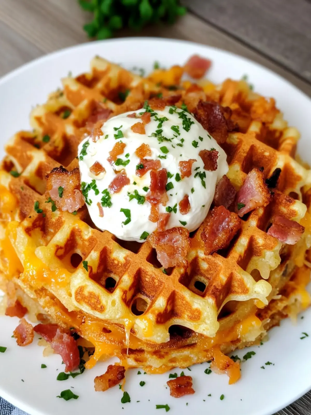 Bacon and Cheese Loaded Hashbrown Waffles for Weekend Brunch 2 Bacon and Cheese Loaded Hashbrown Waffles
