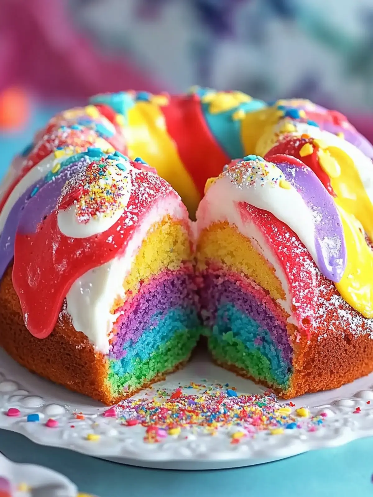 Color-Packed Rainbow Bundt Cake That Delights Everyone 3 Rainbow Bundt Cake