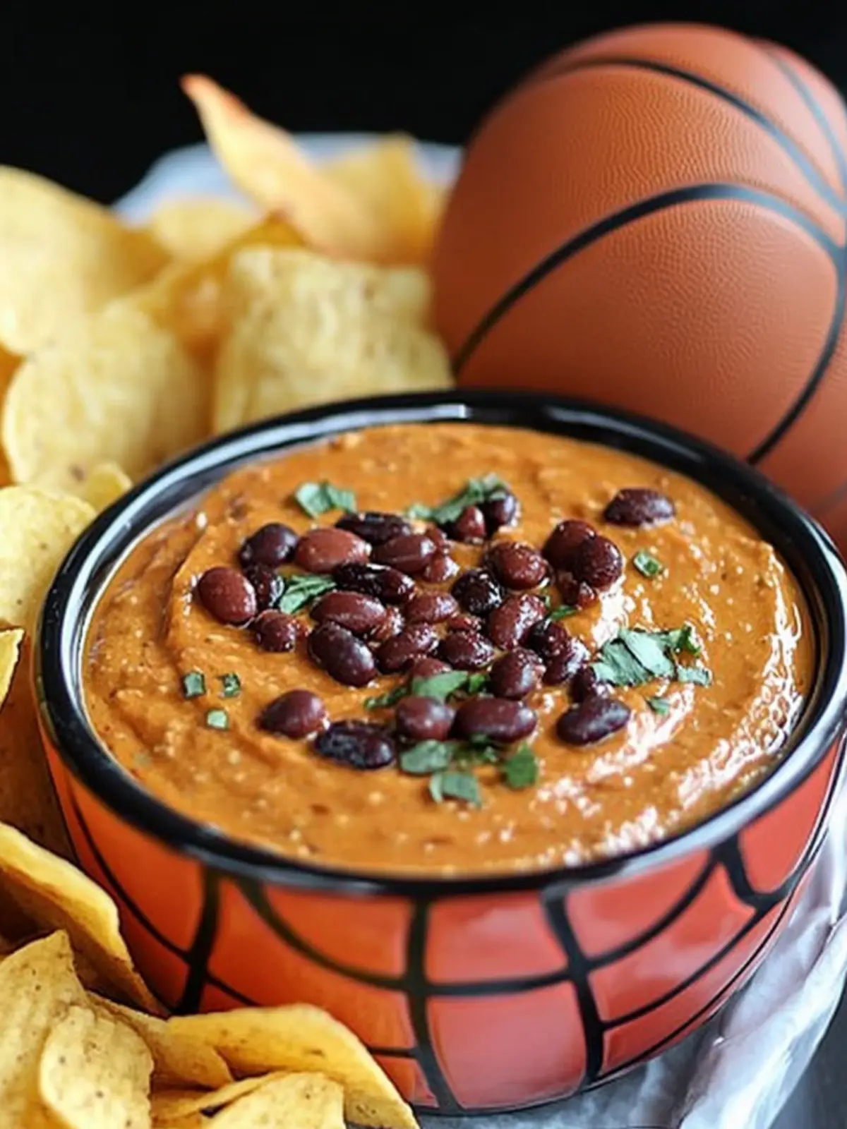 Slam Dunk Your Party with Basketball Bean Dip and Chips 4 Basketball Bean Dip and Chips