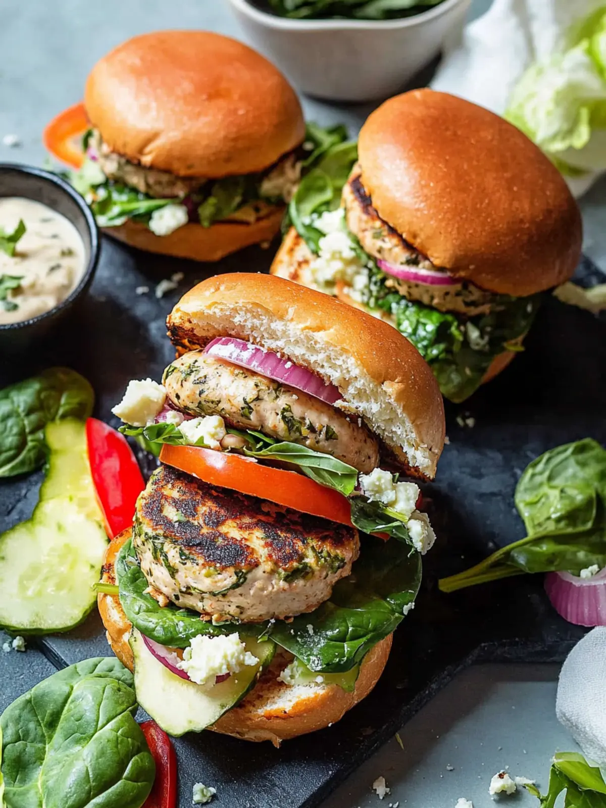 Spinach Feta Turkey Burgers: Healthy Twist on a Classic Delight 3 Spinach Feta Turkey Burgers