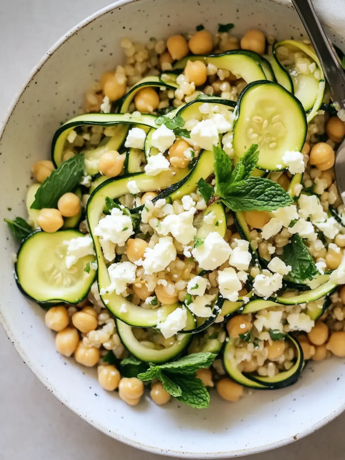 Chickpea, Barley and Zucchini Ribbon Salad with Mint and Feta Bliss 2 Chickpea, Barley and Zucchini Ribbon Salad with Mint and Feta