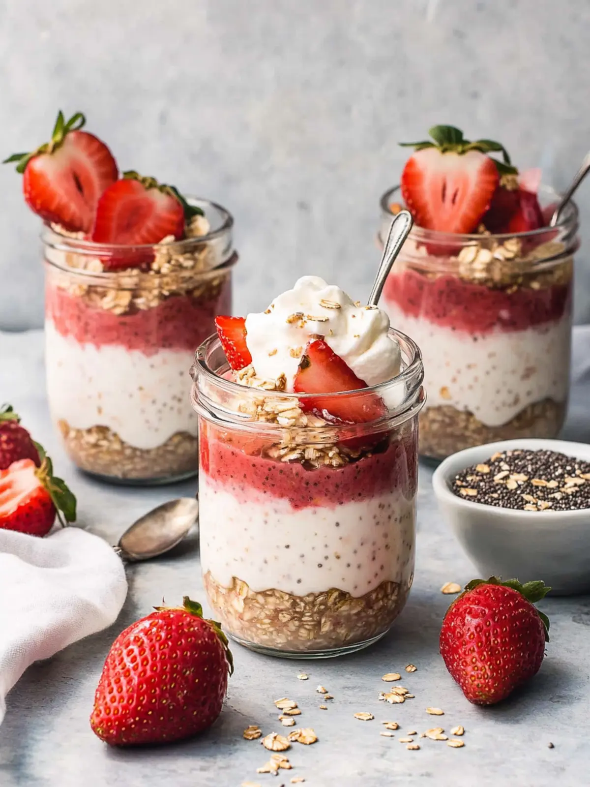 Delicious Strawberry Rhubarb Chia Overnight Oat Parfaits! 5 Strawberry Rhubarb Chia Overnight Oat Parfaits