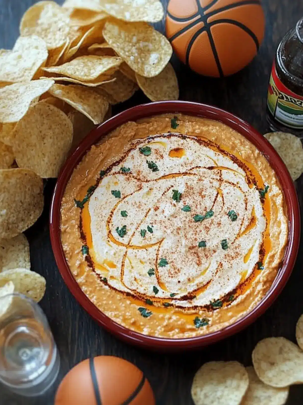 Slam Dunk Your Party with Basketball Bean Dip and Chips 3 Basketball Bean Dip and Chips