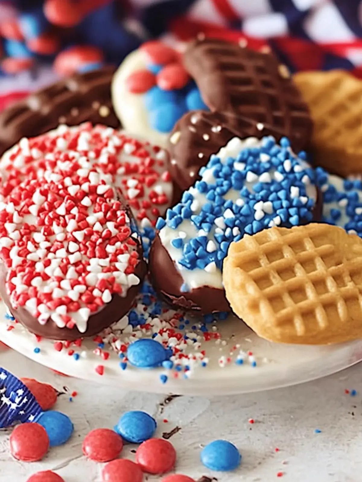 Red White & Blue Chocolate-Dipped Sugar Wafers for Fun Celebrations 5 Red White & Blue Chocolate-Dipped Sugar Wafers