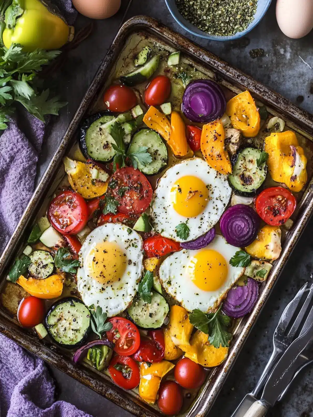 Za'atar Sheet Pan Vegetables and Eggs for a Simple Brunch Delight 4 Za'atar Sheet Pan Vegetables and Eggs