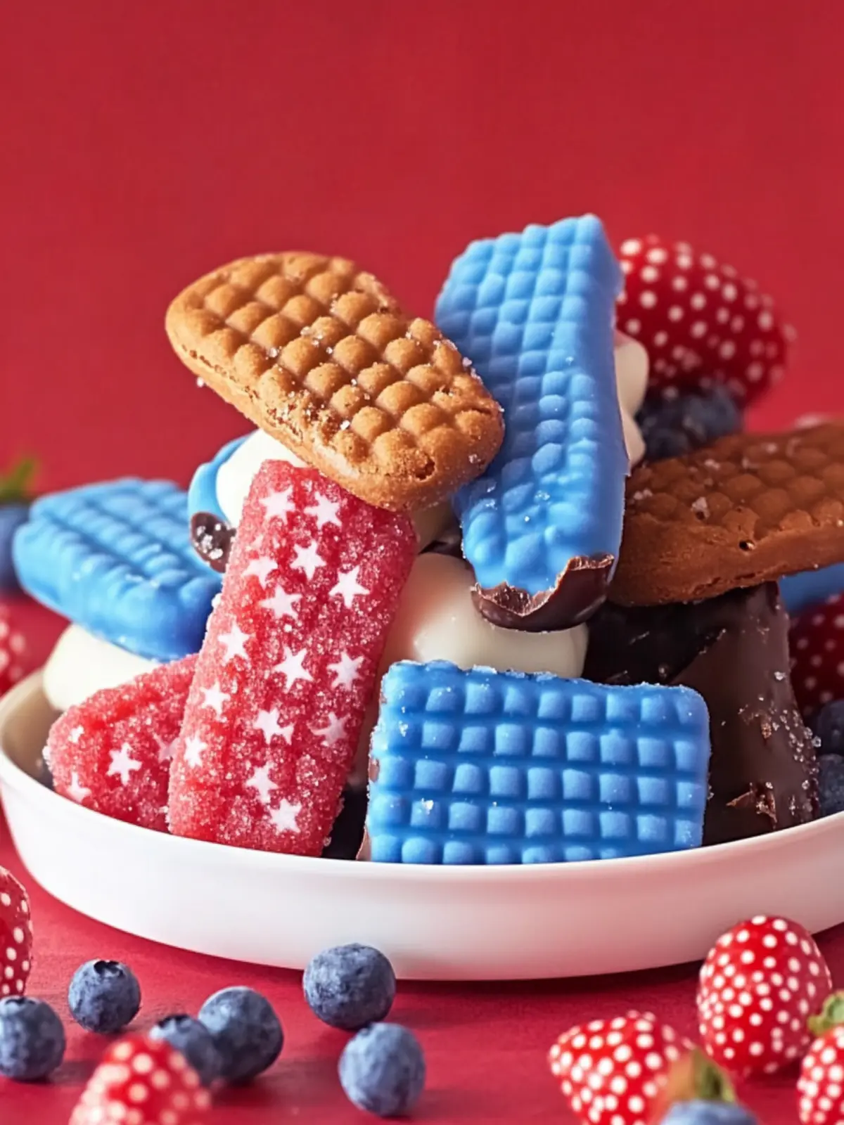Red White & Blue Chocolate-Dipped Sugar Wafers for Fun Celebrations 2 Red White & Blue Chocolate-Dipped Sugar Wafers