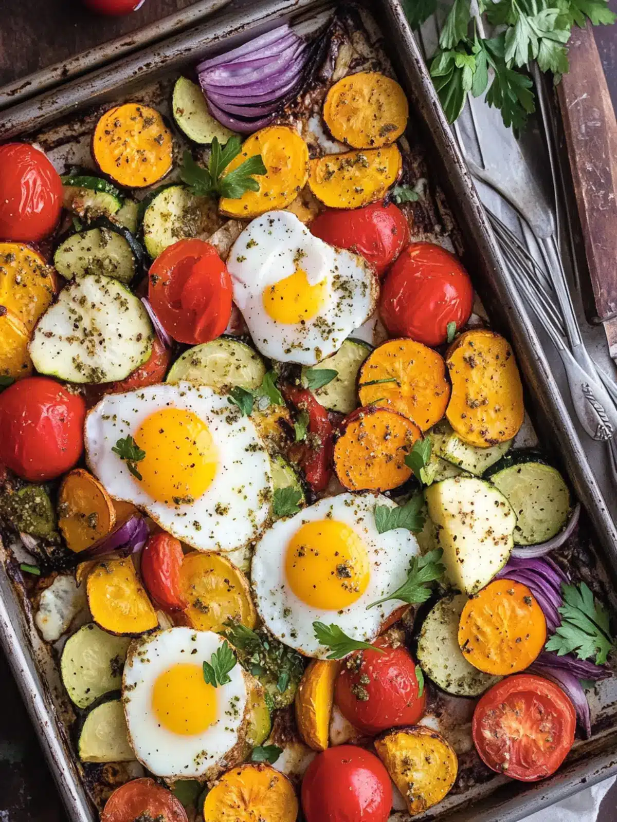 Za'atar Sheet Pan Vegetables and Eggs for a Simple Brunch Delight 2 Za'atar Sheet Pan Vegetables and Eggs