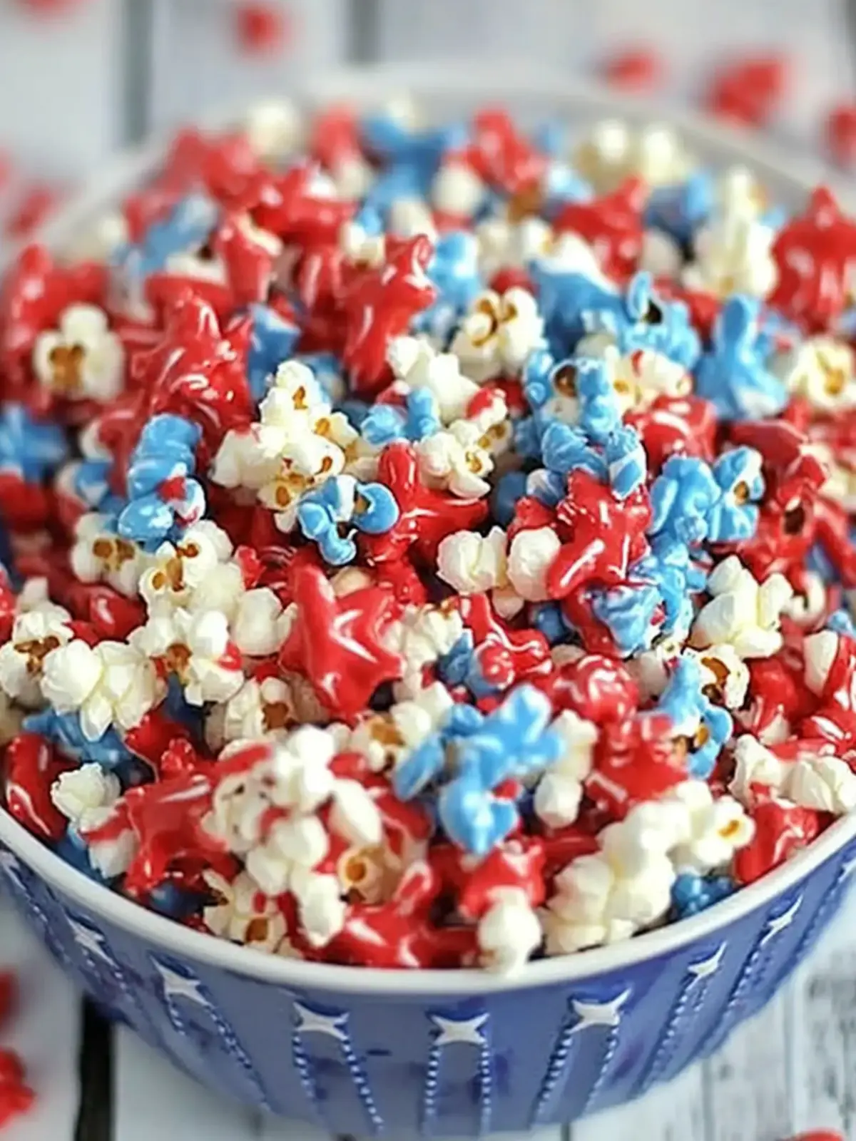 4th of July Popcorn: Sweet & Spicy Red White & Blue Delight 4 4th of July Popcorn: Red White & Blue Chocolate Firecracker Popcorn
