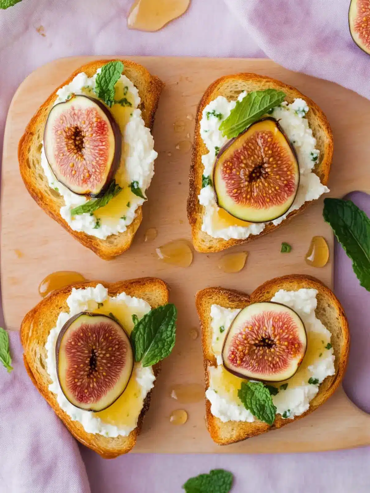Delicious Fig and Ricotta Toast with Honey and Mint Garnish 2 Fig and Ricotta Toast with Honey and Mint Garnish