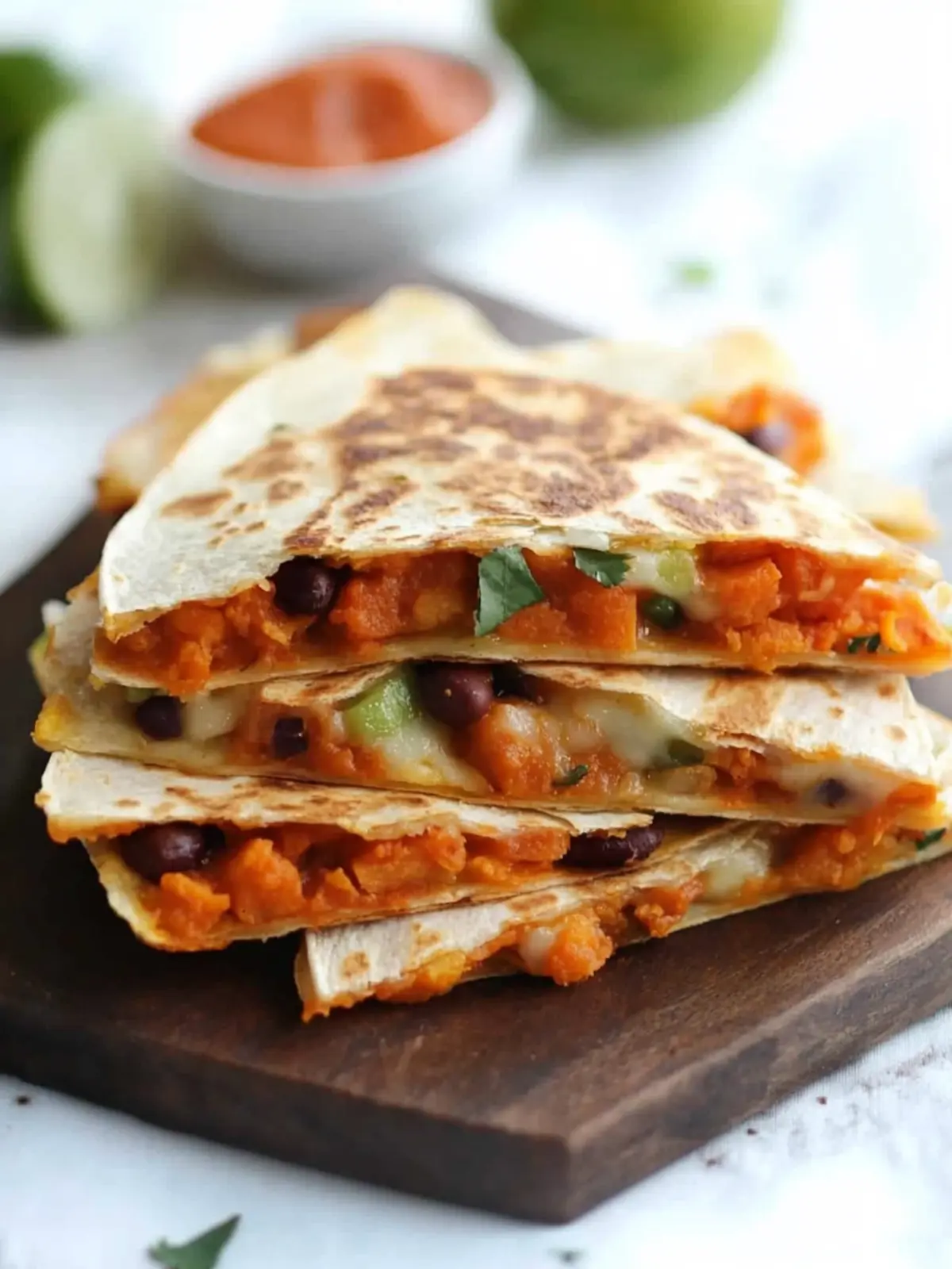 Crispy Roasted Sweet Potato and Bean Quesadillas to Savor 5 Roasted Sweet Potato and Bean Quesadillas.
