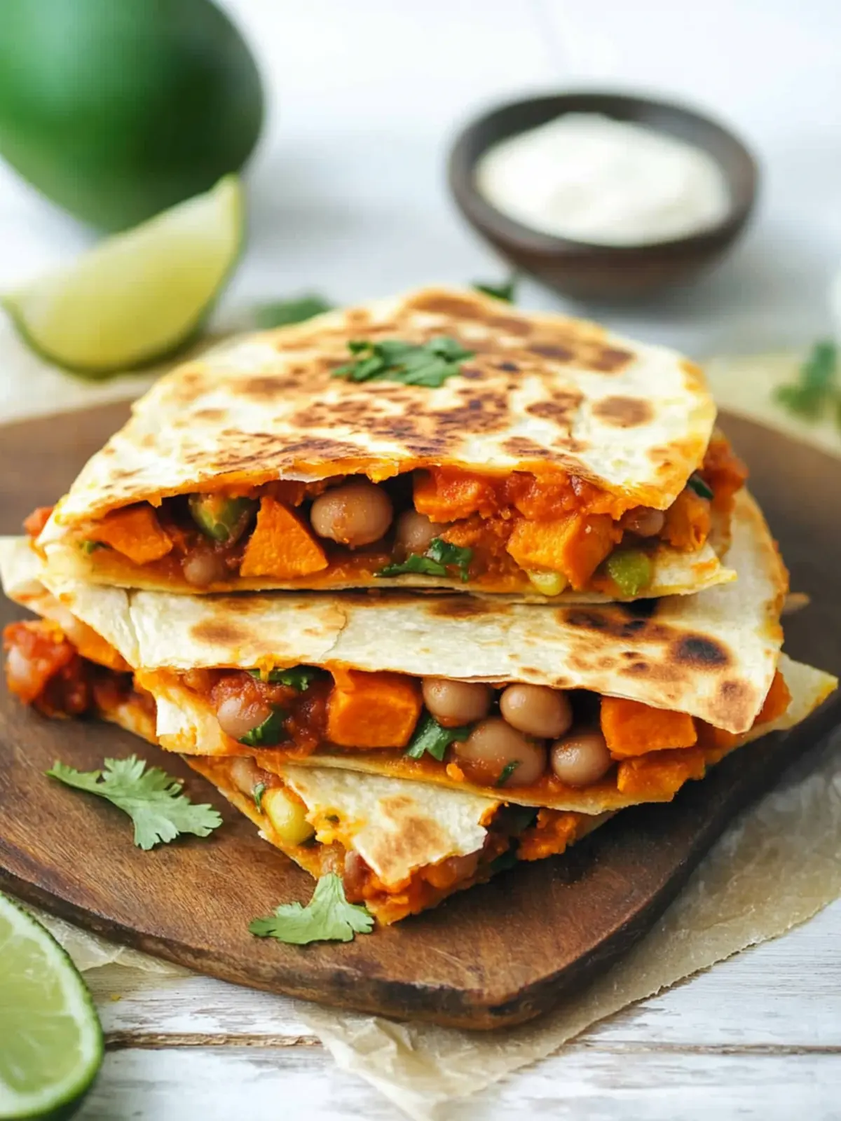 Crispy Roasted Sweet Potato and Bean Quesadillas to Savor 3 Roasted Sweet Potato and Bean Quesadillas.