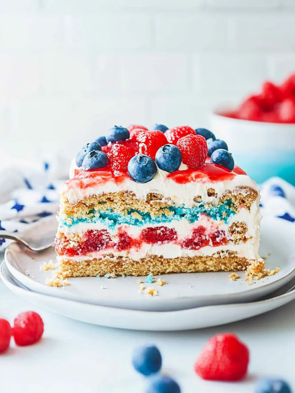 No-Bake Red, White and Blue Icebox Cake for Summer Bliss 4 No-Bake Red, White and Blue Icebox Cake