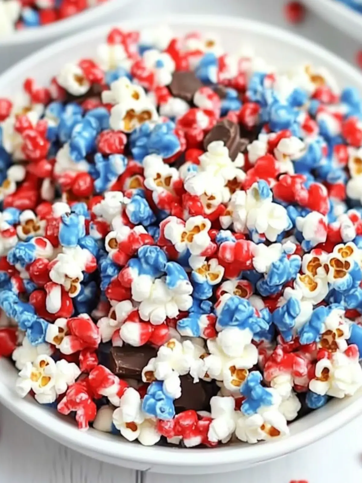4th of July Popcorn: Sweet & Spicy Red White & Blue Delight 3 4th of July Popcorn: Red White & Blue Chocolate Firecracker Popcorn