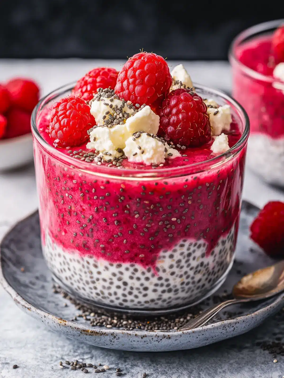 Creamy Raspberry Chia Pudding with Cottage Cheese Delight 2 Raspberry Chia Pudding with Cottage Cheese