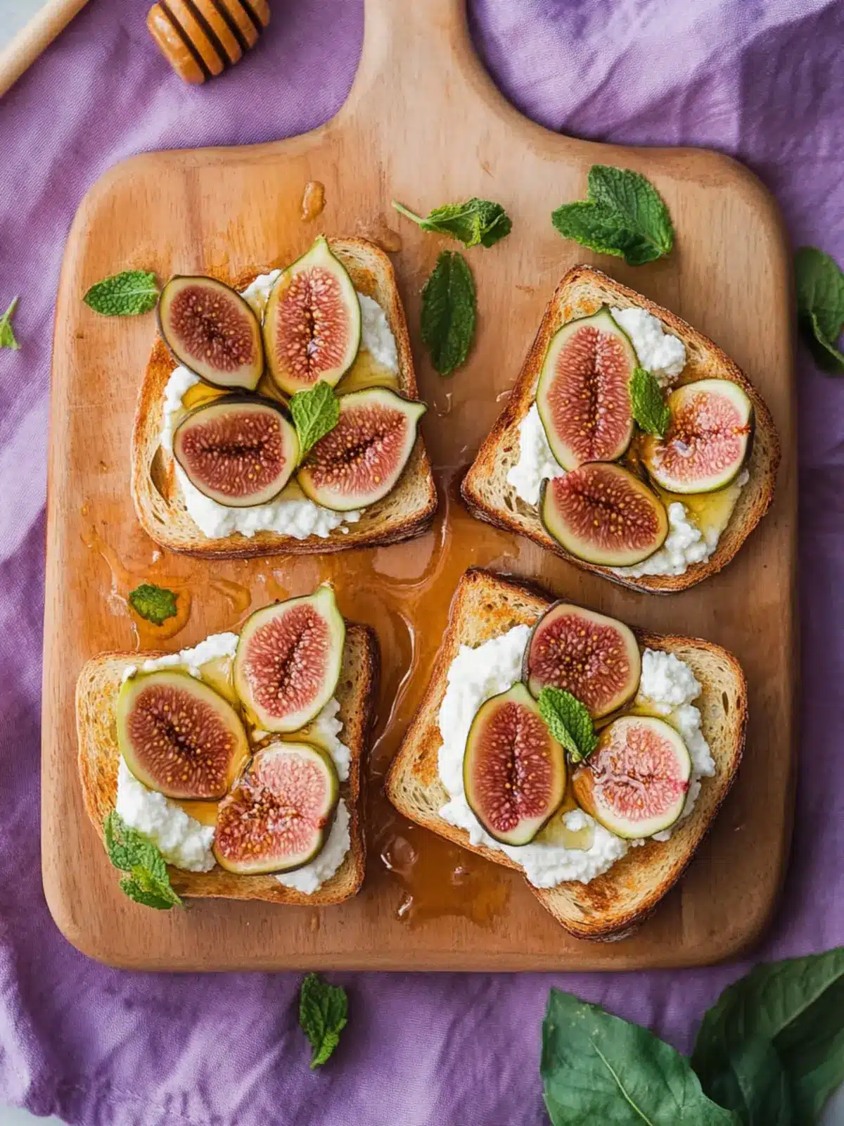 Delicious Fig and Ricotta Toast with Honey and Mint Garnish 4 Fig and Ricotta Toast with Honey and Mint Garnish