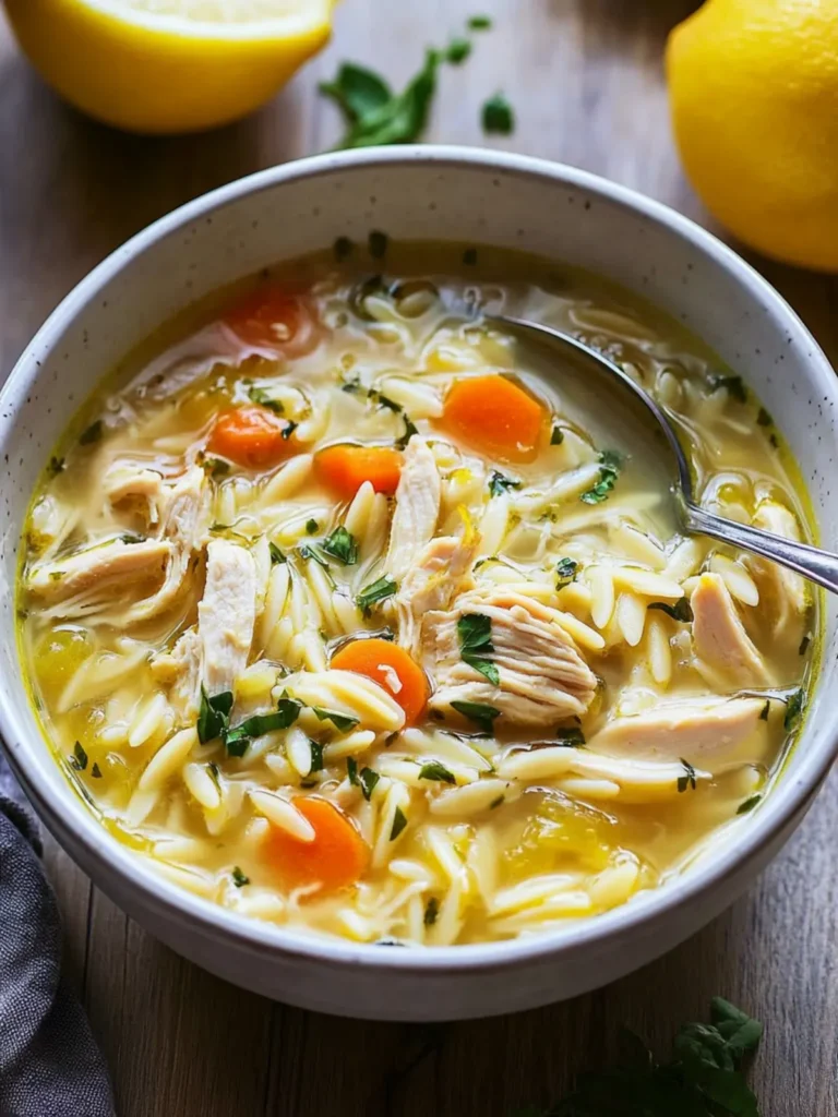 Crockpot Lemon Chicken Orzo Soup
