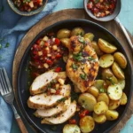 Roasted Chicken and Garlic Potatoes with Zesty Red Pepper Relish 45 Roasted Chicken and Garlic Potatoes with Red Pepper Relish