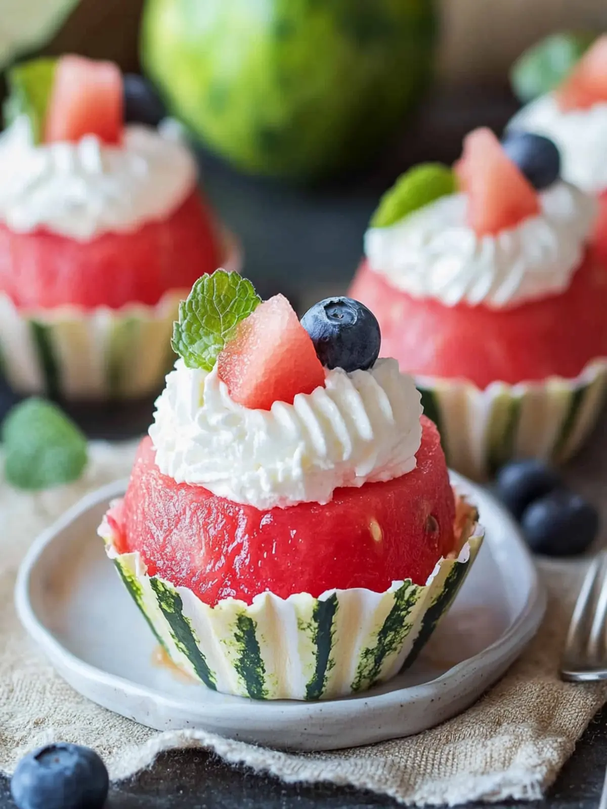 Delightful Mini Watermelon Cakes: Your No-Bake Summer Treat 4 Mini Watermelon Cakes