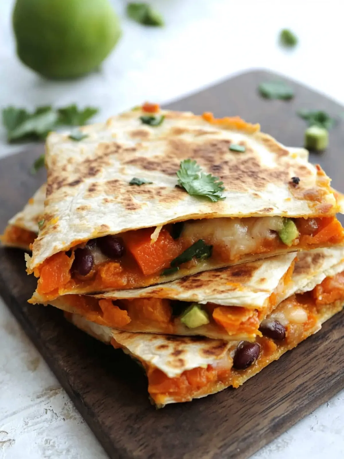 Crispy Roasted Sweet Potato and Bean Quesadillas to Savor 2 Roasted Sweet Potato and Bean Quesadillas.