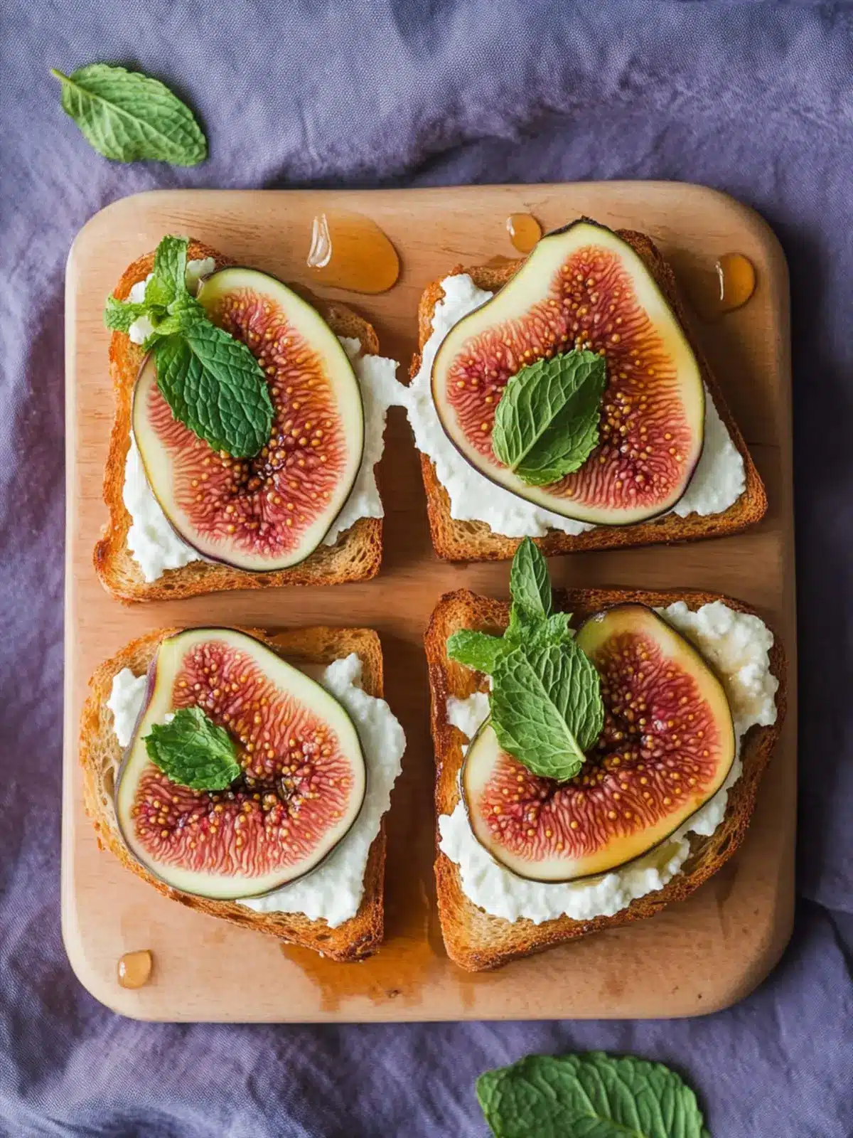 Delicious Fig and Ricotta Toast with Honey and Mint Garnish 3 Fig and Ricotta Toast with Honey and Mint Garnish