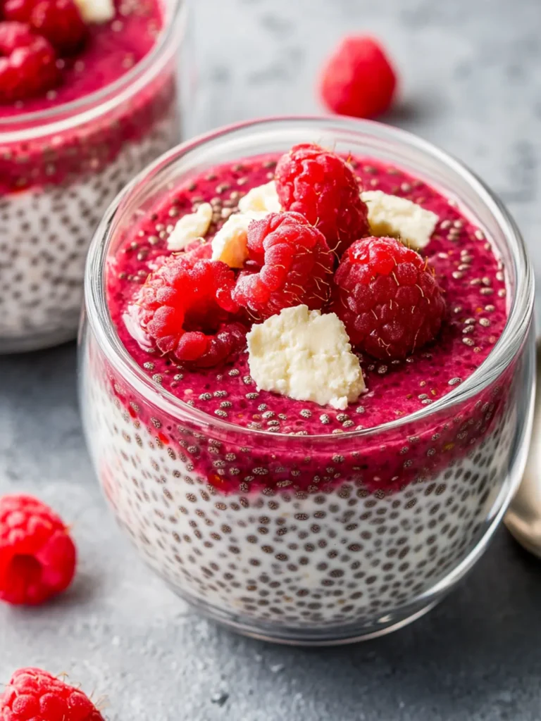 Raspberry Chia Pudding with Cottage Cheese