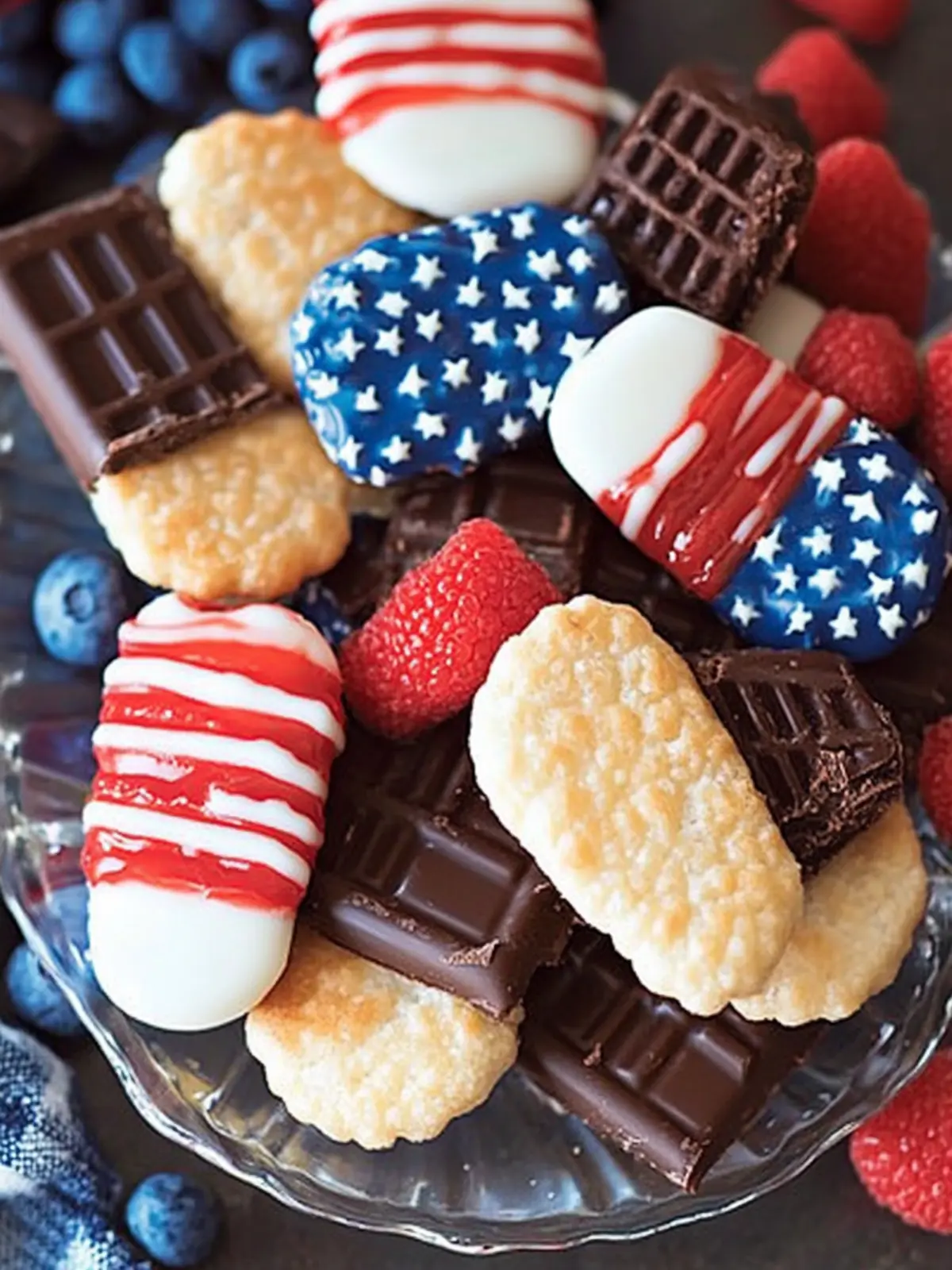 Red White & Blue Chocolate-Dipped Sugar Wafers for Fun Celebrations 4 Red White & Blue Chocolate-Dipped Sugar Wafers